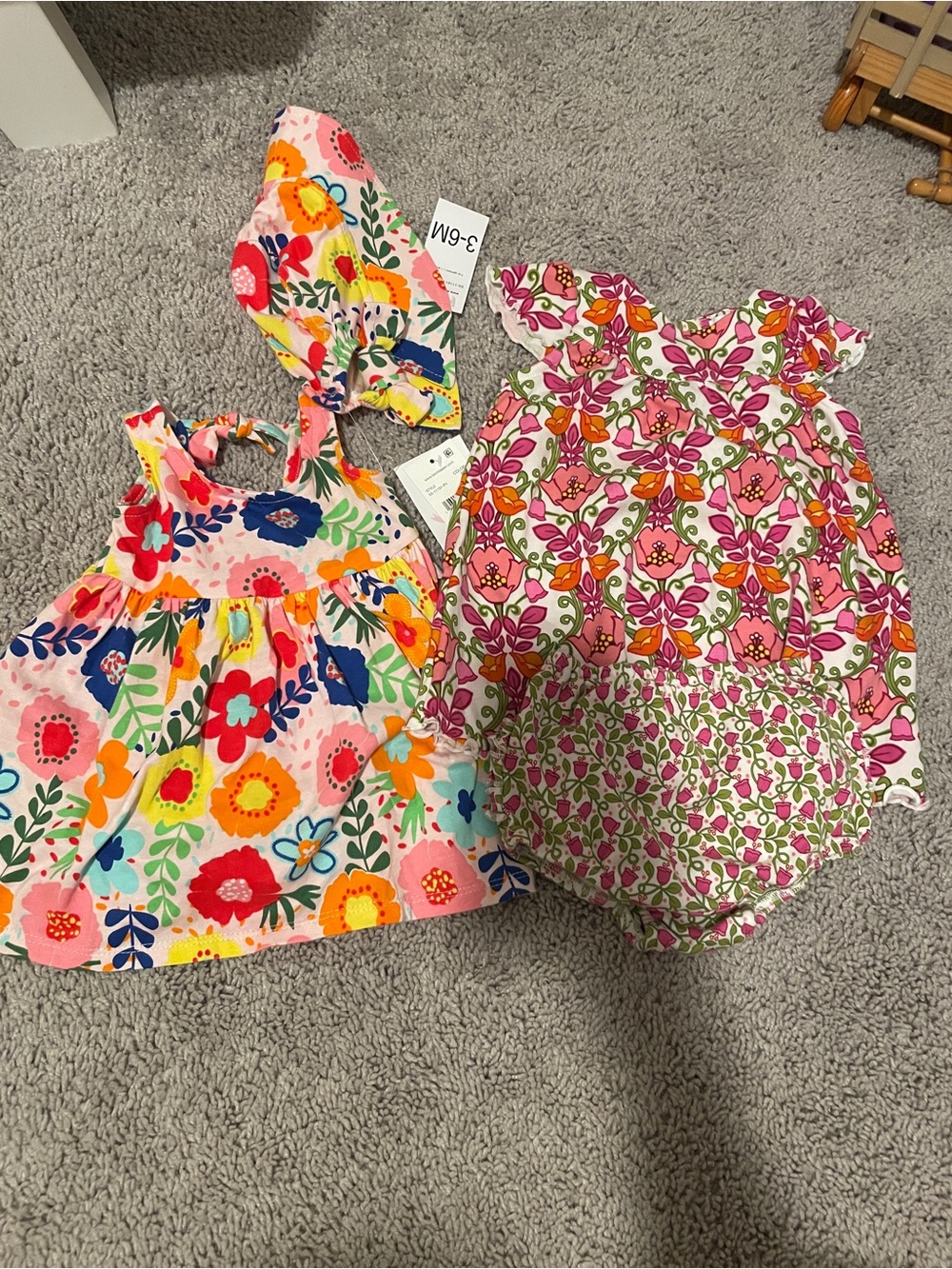 Baby Floral Dress & Romper Set - Pink Multi